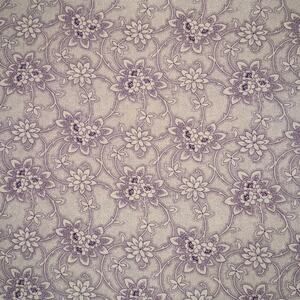 VTG Purple Flower Print with Vines on Cream by Springs Creative - 1/2 Yard